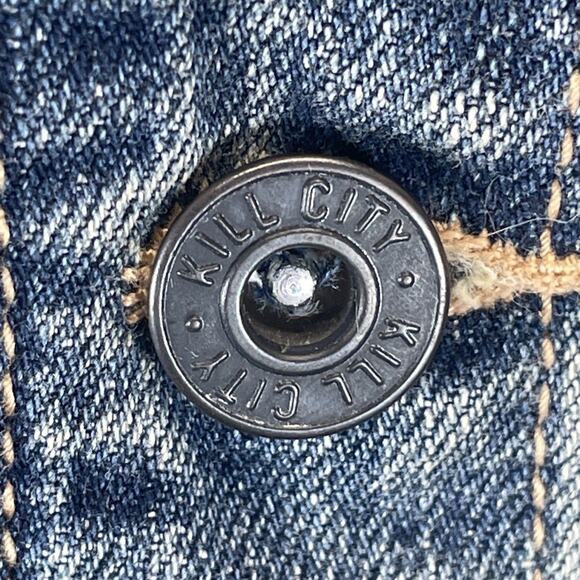 Kill City Fight F@@k Kill Denim Biker Vest Women Med Sleeveless Studded Patches - Picture 6 of 10